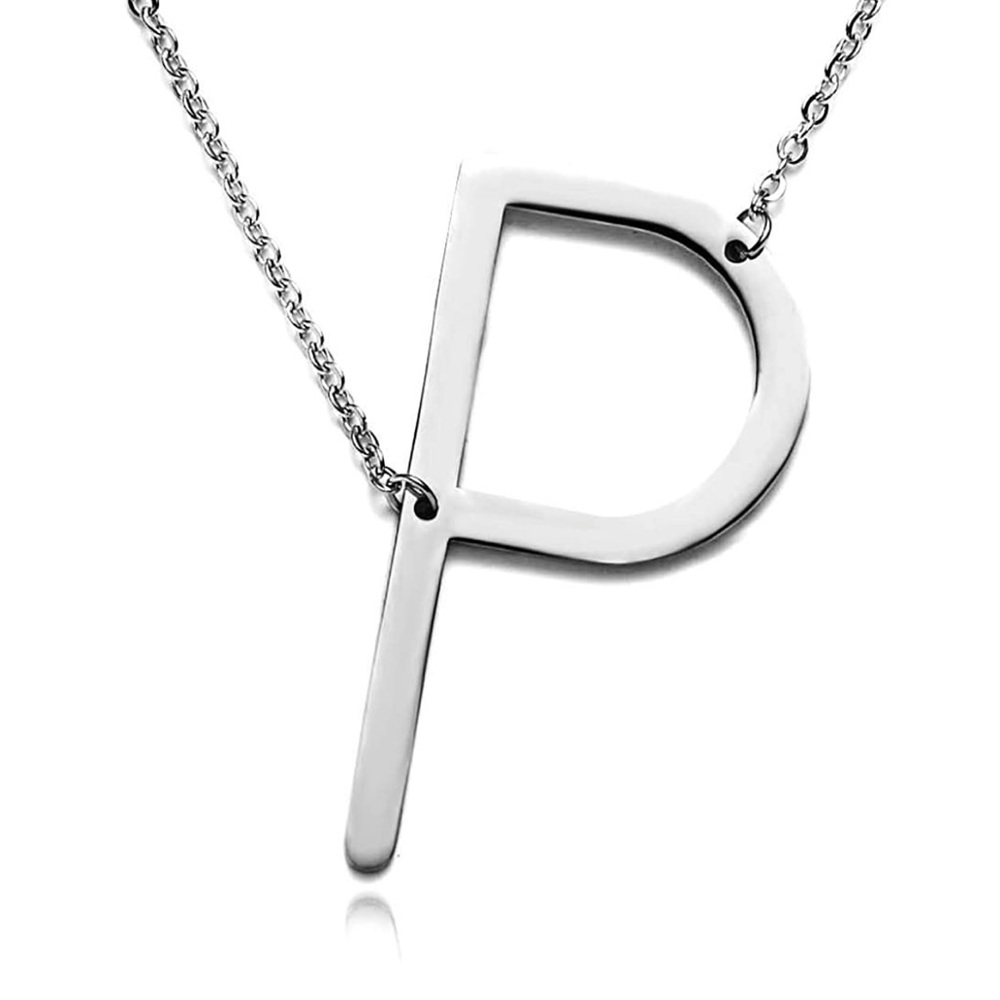 Silver Initial Stainless Steel Pendant Necklace - Picture 5 of 5